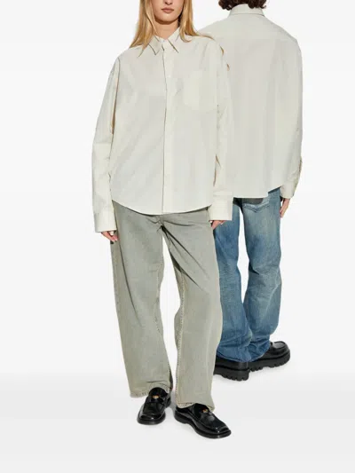 Ami Alexandre Mattiussi Heart-embroidered Long-sleeve Shirt In Neutral