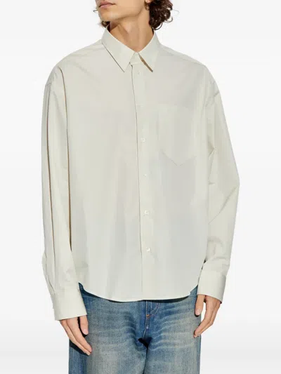 Ami Alexandre Mattiussi Heart-embroidered Long-sleeve Shirt In Neutral