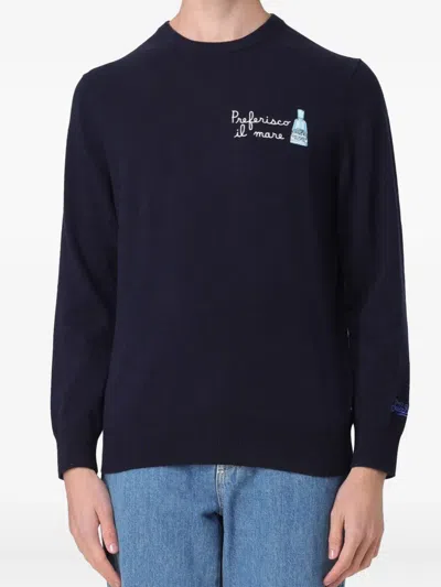 Mc2 Saint Barth Embroidered Bottle-design Sweater In Blue