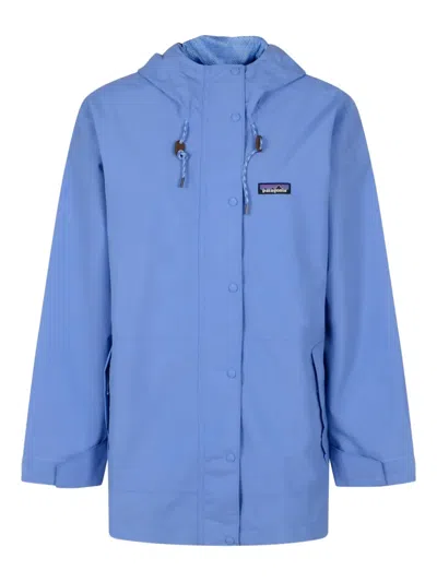 Patagonia Hooded Button-fastening Jacket In Blue