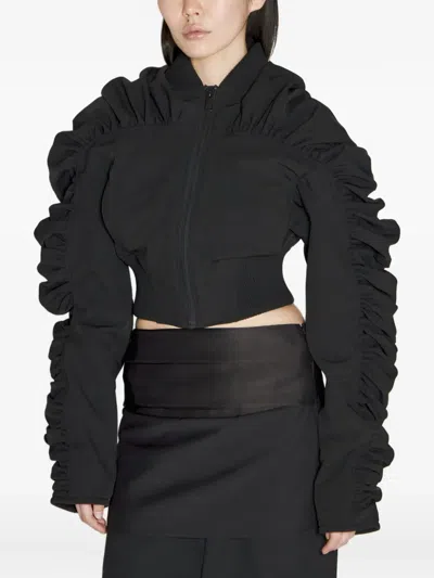 Han Kjobenhavn Ruffled-sleeves Bomber Jacket In Black