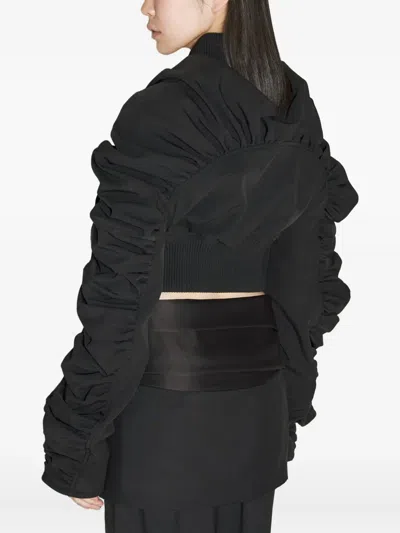 Han Kjobenhavn Ruffled-sleeves Bomber Jacket In Black