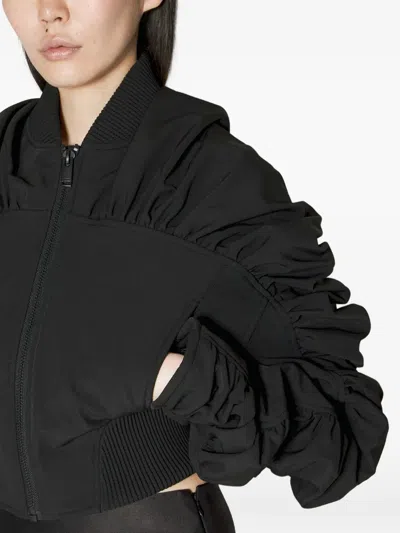 Han Kjobenhavn Ruffled-sleeves Bomber Jacket In Black