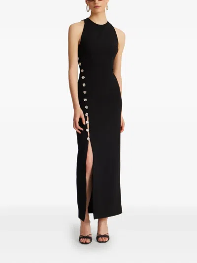 Rotate Birger Christensen Rotate Sleeveless Crepe Evening Dress With Rear Zip In Black