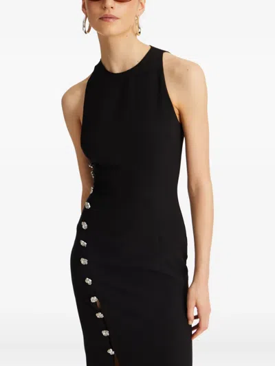 Rotate Birger Christensen Rotate Sleeveless Crepe Evening Dress With Rear Zip In Black