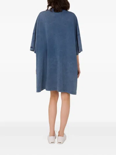 Moschino Smiley Face-studded Mini Dress In Blue
