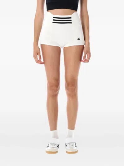 Adidas Originals High-rise Ribbed Boy Shorts In White