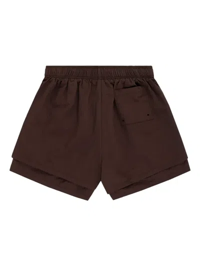 Sp5der Og Web Double-layer Shorts In Brown