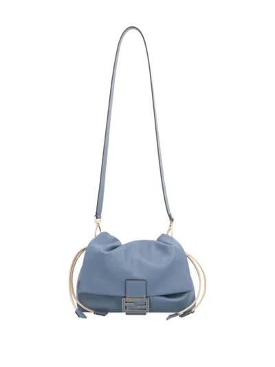 Fendi Medium Mamma Baguette Leather Shoulder Bag In Blue