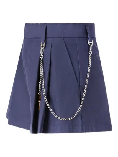 Alexander Wang Pleated Chain-detail Skorts In Blue