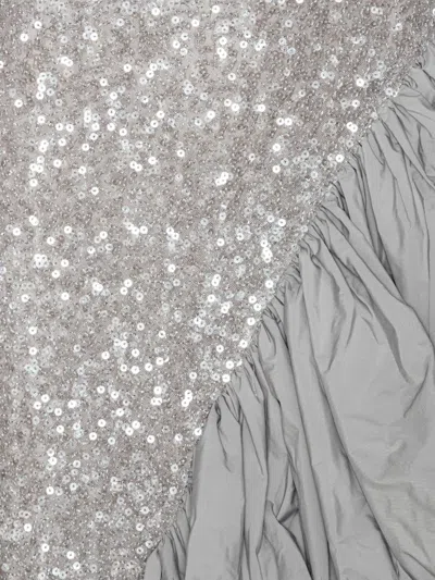 Rotate Birger Christensen Asymmetrical Silver Dress With Sequins In Gray
