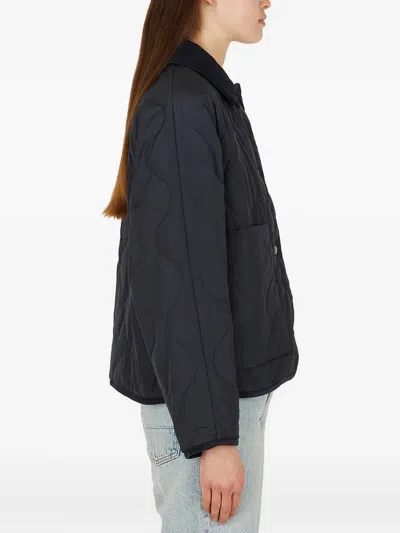 Kassl Editions Corduroy-collar Quilted Jacket In Blue