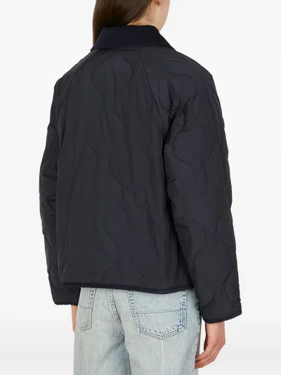 Kassl Editions Corduroy-collar Quilted Jacket In Blue