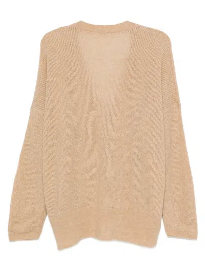 Haikure Ribbed Cardigan In Neutral