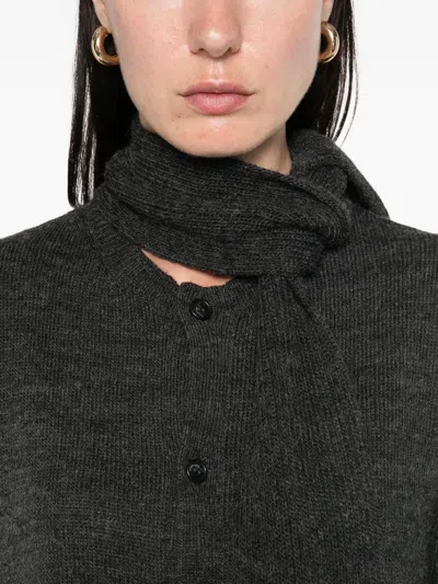 Mm6 Maison Margiela Buttoned Tie-neck Cardigan In Gray