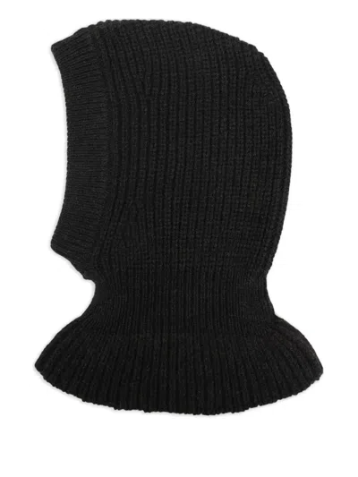 Lemaire Hood Hat Balaclava Design Knitted Ribbed In Black