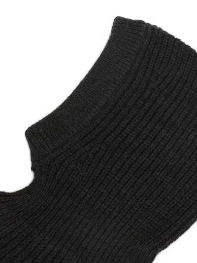 Lemaire Hood Hat Balaclava Design Knitted Ribbed In Black