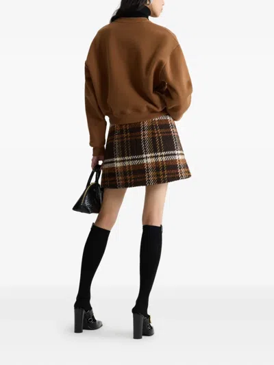 Patou Checked Wool-blend Mini Skirt In Brown