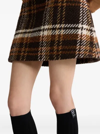 Patou Checked Wool-blend Mini Skirt In Brown
