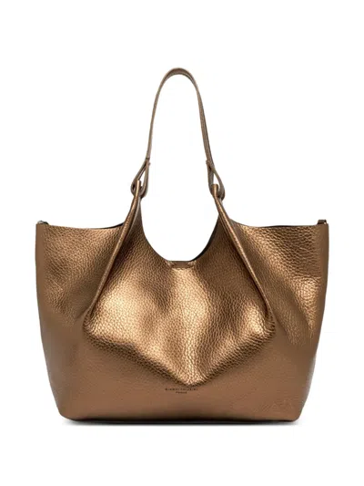 Gianni Chiarini Dua Metallic-effect Leather Tote Bag In Brown