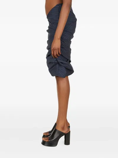 Lourdes Pinstriped Asymmetrical Skirt In Blue