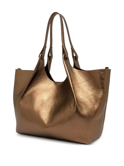 Gianni Chiarini Dua Metallic-effect Leather Tote Bag In Brown