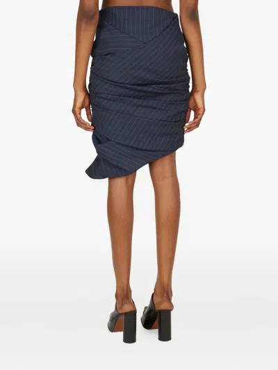 Lourdes Pinstriped Asymmetrical Skirt In Blue