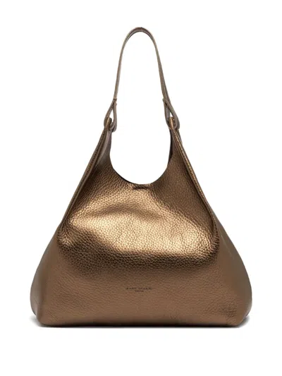 Gianni Chiarini Dua Metallic-effect Leather Tote Bag In Brown