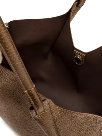 Gianni Chiarini Dua Metallic-effect Leather Tote Bag In Brown
