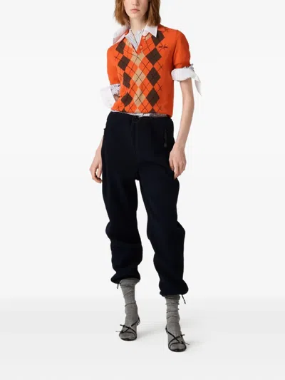 Miu Miu Striped Shirt With Collared Neck And Long Sleeves In Blue