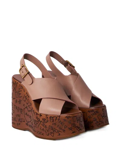 Chloé 130mm Maxime Cross-strap Wedge Sandals