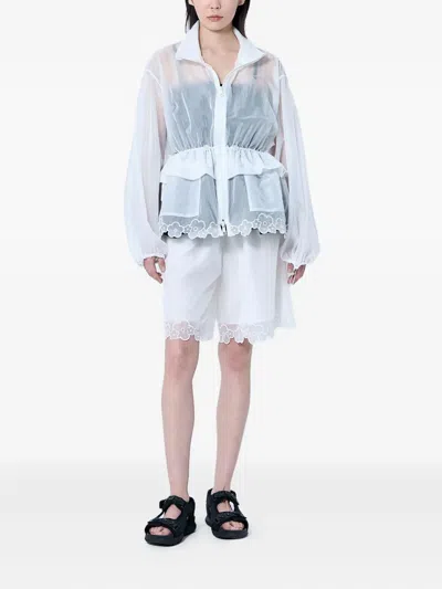 Cecilie Bahnsen Lace-trimmed Drawstring Jacket In White