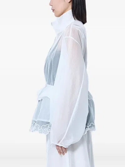 Cecilie Bahnsen Lace-trimmed Drawstring Jacket In White