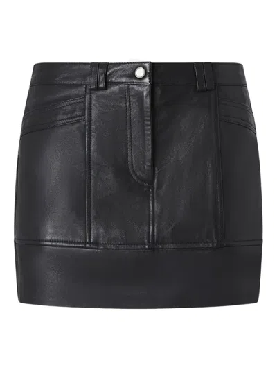Pinko Leather Mini Skirt With Pockets In Black