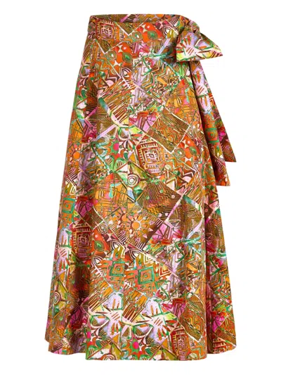 Marie Oliver Asymmetric Ruffled Wrap Skirt In Multi