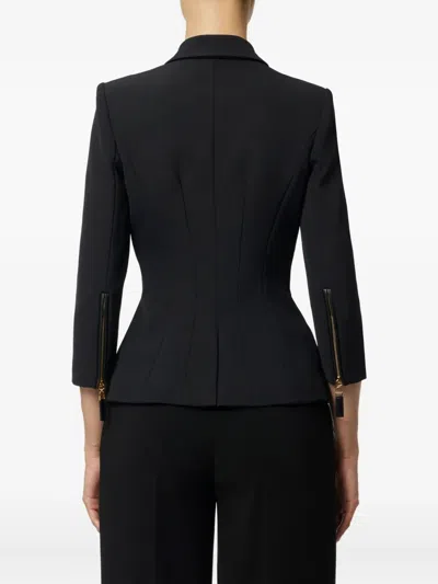 Elisabetta Franchi Tailored Blazer With Padded Shoulders And Peak Lapels In Black