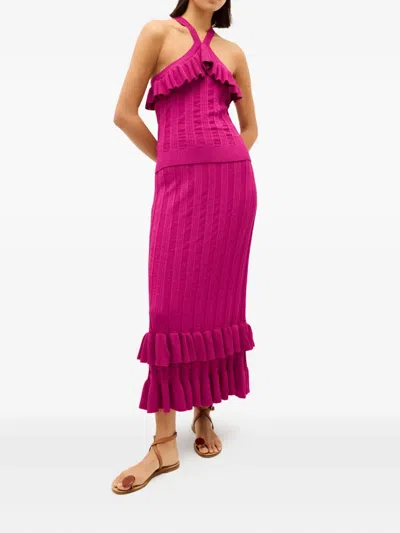 Marie Oliver Tricia Halter-neck Ruffled Top In Pink