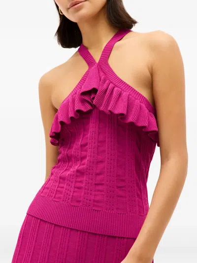 Marie Oliver Tricia Halter-neck Ruffled Top In Pink