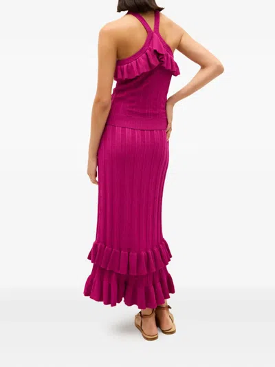 Marie Oliver Tricia Halter-neck Ruffled Top In Pink