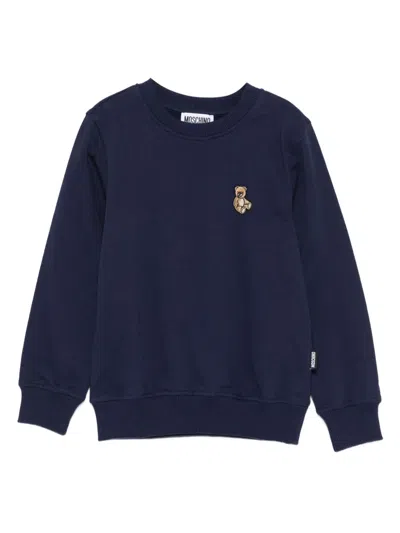 Moschino Teddy Bear-embroidered Sweatshirt In Blue
