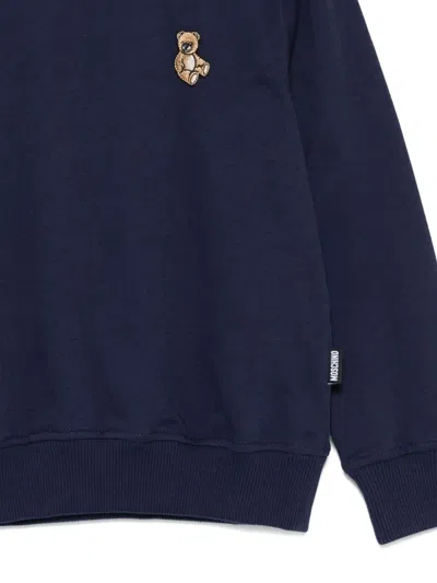 Moschino Teddy Bear-embroidered Sweatshirt In Blue