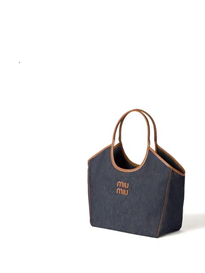 Miu Miu Ivy Leather-trimmed Denim Shoulder Bag