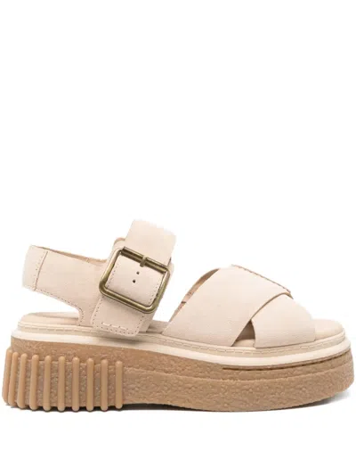 Clarks 50mm Evamar Buckle-fastening Platform Sandals In Neutral