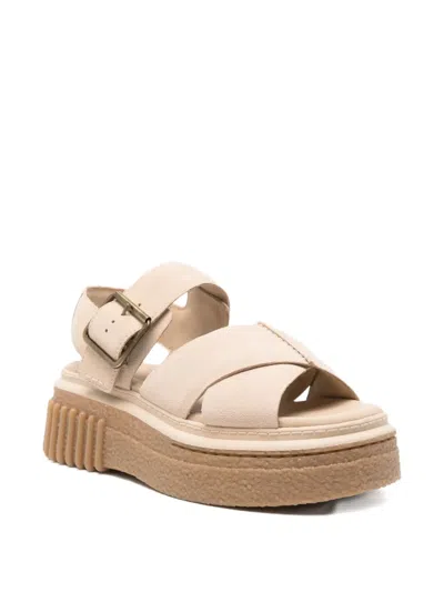 Clarks 50mm Evamar Buckle-fastening Platform Sandals In Neutral