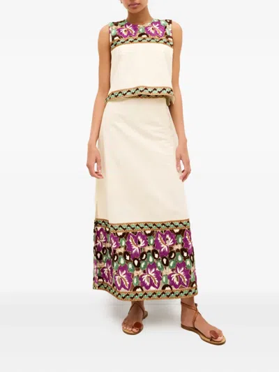 Marie Oliver Lorel Floral-embroidered Sleeveless Top
