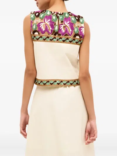 Marie Oliver Lorel Floral-embroidered Sleeveless Top
