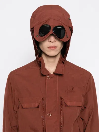 C.p. Company Flatt Goggle Overshirt In Brown