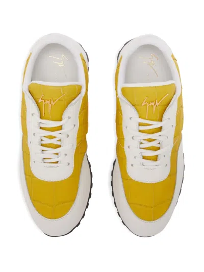 Giuseppe Zanotti Jimi Crocodile-effect Leather Sneakers In Yellow