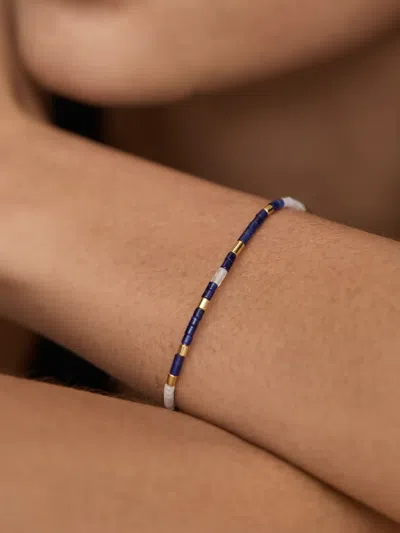 Monica Vinader Womens Delphi Gemstone 18ct Yellow Gold Vermeil And Sodalite Beaded Bracelet Blu In Gold