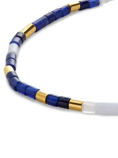 Monica Vinader Womens Delphi Gemstone 18ct Yellow Gold Vermeil And Sodalite Beaded Bracelet Blu In Gold